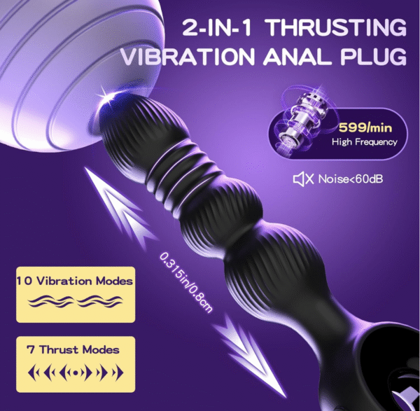 Plug anal vibrant avec 10 vibrations – Image 2