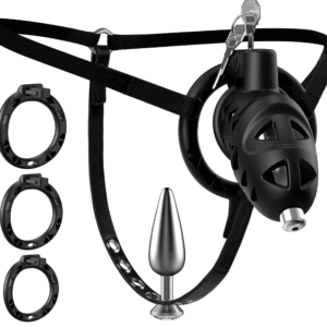 Cage de chasteté avec harnais réglable et ceinture BDSM