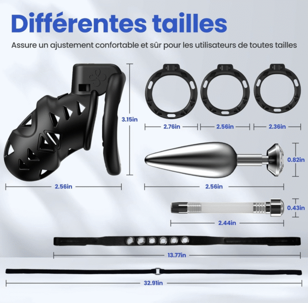 Cage de chasteté avec harnais réglable et ceinture BDSM – Image 2