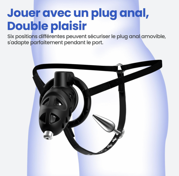 Cage de chasteté avec harnais réglable et ceinture BDSM – Image 3